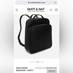 Matt and Nat Nava black vegan leather backpack